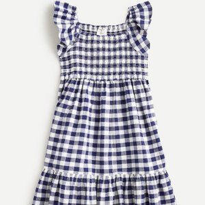 NWOT - J. Crew Crew Cuts Smocked Ruffle Dress - Gingham Style Pattern